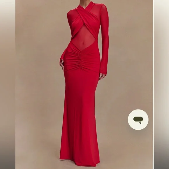 Tania Slinky And Mesh Long Dress - Picture 3 of 3